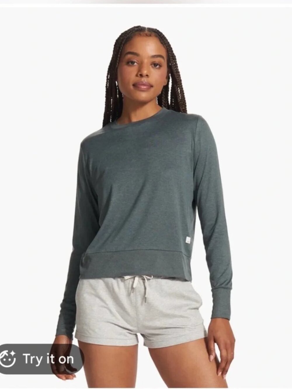 VUORI M Teal Blue/Green Daydream Crew Shirt Strato Tech